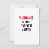 Apotheker: Omdat 'patiënt' een deugd is Bedankkaart (Voorkant)