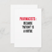 Apotheker: Omdat 'patiënt' een deugd is Bedankkaart (Voorkant / Achterkant)
