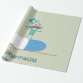 Apotheker op blauwe pilcapsule cadeaupapier (Uitgerold)