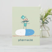 Apotheker op blauwe pilcapsule kaart (Staand voorkant)