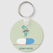 Apotheker op blauwe pilcapsule sleutelhanger (Voorkant)