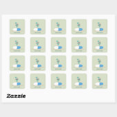 Apotheker op blauwe pilcapsule vierkante sticker (Vel)