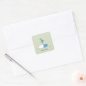 Apotheker op blauwe pilcapsule vierkante sticker