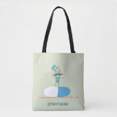 Apotheker op blauwe pillen capsule tote bag (Voorkant)