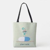 Apotheker op blauwe pillen capsule tote bag (Achterkant)