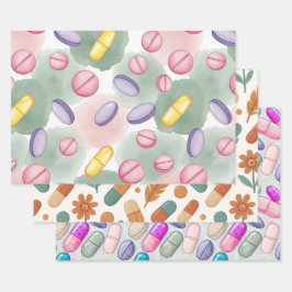Apotheker Roze Pil Boho Veer Inpakpapier Vel