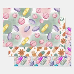 Apotheker Roze Pil Boho Veer Inpakpapier Vel