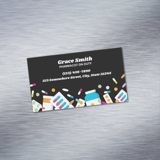 Apotheker Zwart Magnetisch Visitekaartje (Voorbeeld)