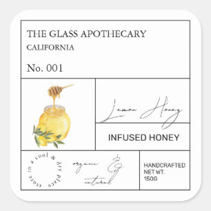 Apothekers Citroen Geïnfuseerde Honing Label
