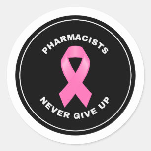 Apothekers geven roze lint nooit op ronde sticker