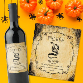 Apothekers halloween vintage adder gif wijn etiket