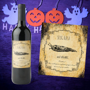 Apothekers halloween vintage grond Slug vlees Wijn Etiket