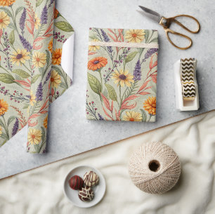 Apothekers Herfst Wilde Bloemen Oogst Wrap Cadeaupapier