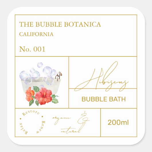 Apothekers Hibiscus Bubbelbad Label (Voorkant)