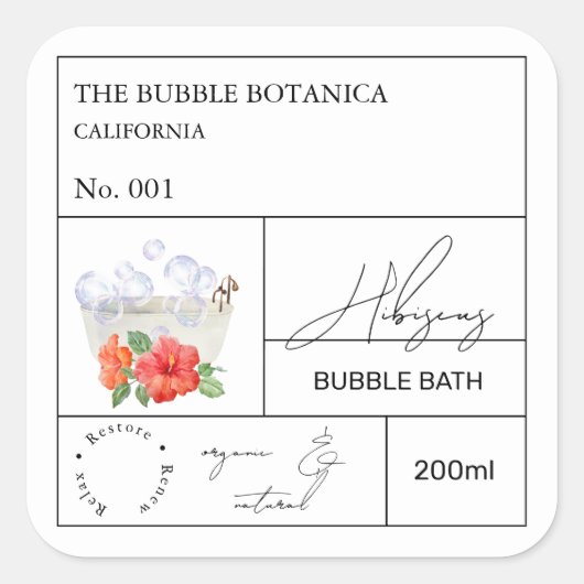 Apothekers Hibiscus Bubbelbad Label (Voorkant)