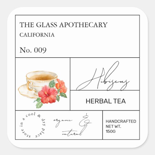 Apothekers Hibiscus Kruidenthee Label (Voorkant)