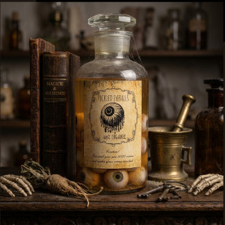 Apothekers Ingemaakte Oogbollen Vintage Halloween Wijn Etiket