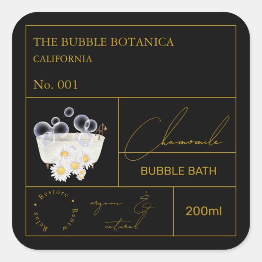 Apothekers Kamille Bubbelbad Label (Voorkant)