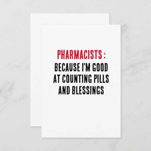 Apothekers: Omdat ik goed ben in het tellen van pi Bedankkaart (Voorkant / Achterkant)