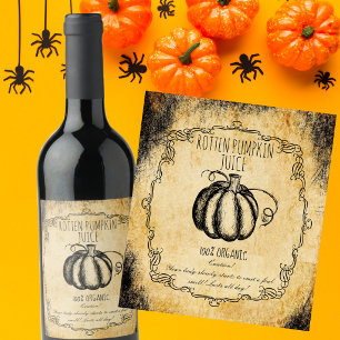 Apothekers Rotte Pompoensap Vintage Halloween  Wijn Etiket