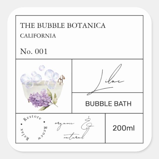 Apothekers Sering Bubbelsbad Label (Voorkant)