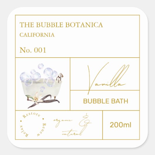 Apothekers Vanille Bubbelbad Label (Voorkant)