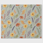 Apothekers Wilde Bloem Grijs Botanische Wrap Cadeaupapier (Vlak)
