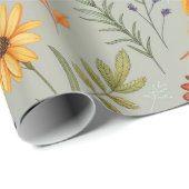 Apothekers Wilde Bloem Grijs Botanische Wrap Cadeaupapier (Rol Hoek)