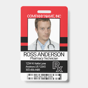 Apothekersassistent Foto Badge - Rood en Zwart
