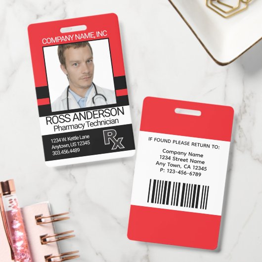 Apothekersassistent - Rood, Zwart en Wit Badge (Kantoor)