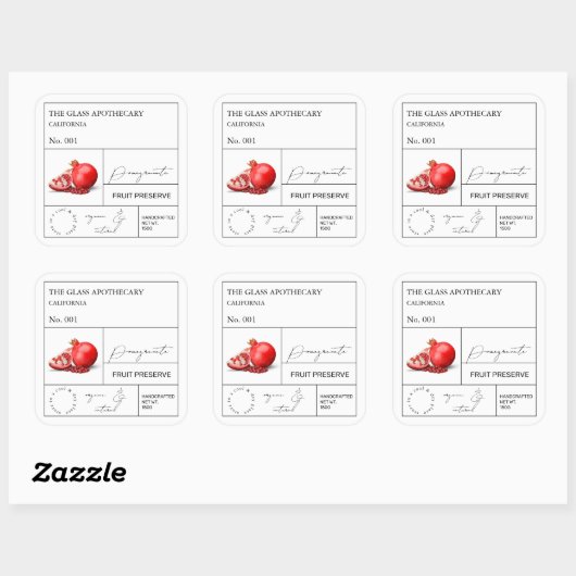 apothekersgranaatappeletiket vierkante sticker (Vel)