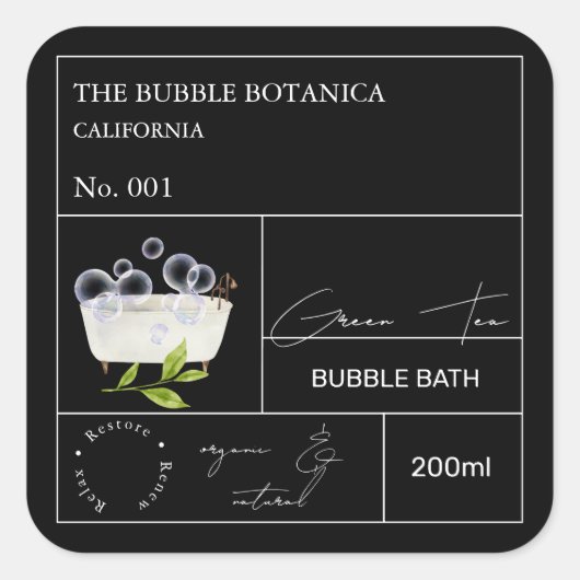 Apothekersgroene Thee Bubbelbad Label (Voorkant)