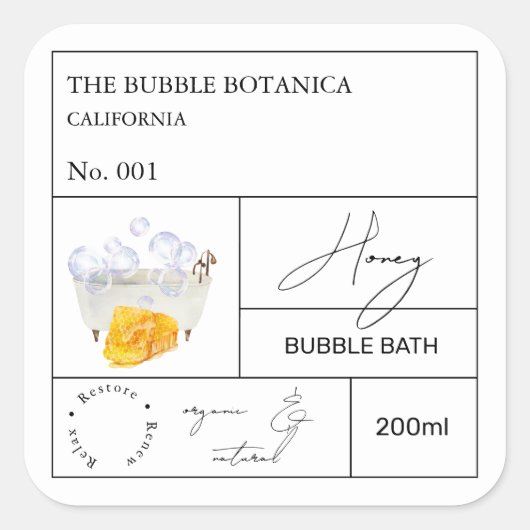 Apothekershoning Bubbelbad Label (Voorkant)