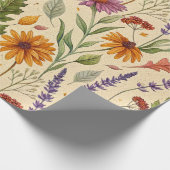 Apothekerskruidentuinpatroon voor herfst cadeaupapier (Hoek)