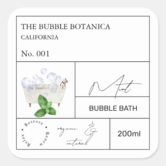 Apothekersmunt bubbelbad label (Voorkant)