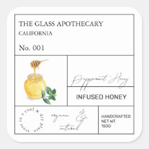 Apothekerspepermunt doordrenkte honing label