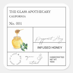 Apothekerspepermunt doordrenkte honing label