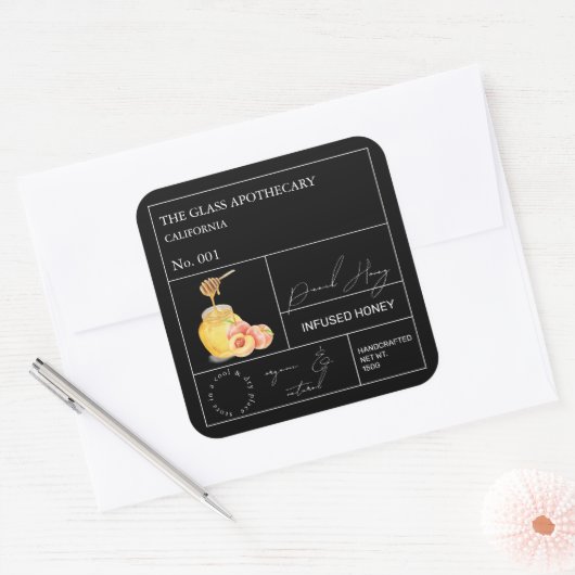 Apothekersperzik Geïnfuseerde Honing Label (Envelop)