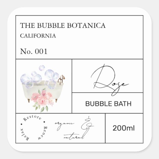 Apothekersroos bubbelbad label (Voorkant)