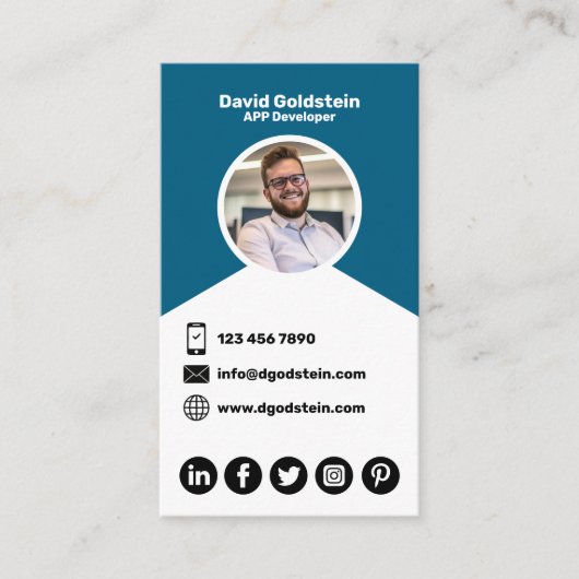 App Developer - Blue Visitekaartje (Voorkant)