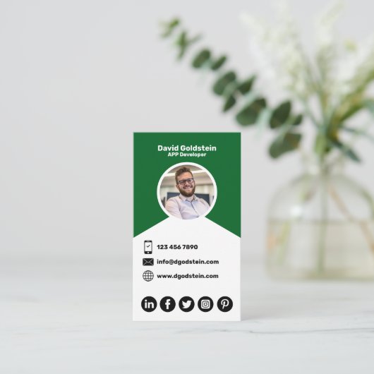 App Developer - Green Visitekaartje (Staand voorkant)
