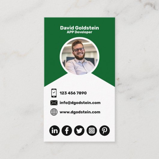 App Developer - Green Visitekaartje (Voorkant)