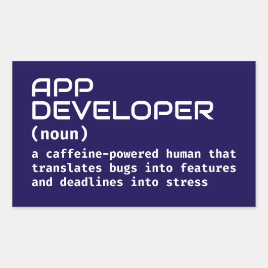 App Developer Humor Definition Rechthoekige Sticker (Voorkant)