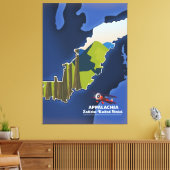 Appalachia Eastern United States reiskaart Canvas Afdruk (Insitu (Woonkamer))