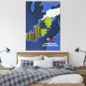Appalachia Eastern United States reiskaart Canvas Afdruk (Insitu (Slaapkamer))
