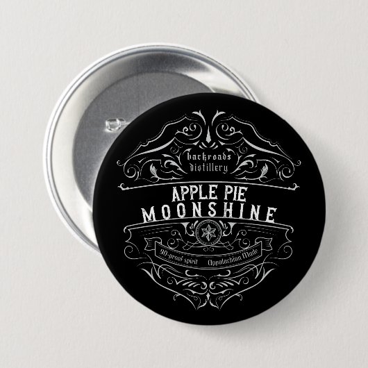 Appalachia Moonshine Label Ronde Button 7,6 Cm (Voorkant /achterkant)