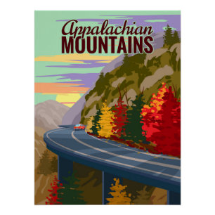Appalachian Mountains reis vintage poster