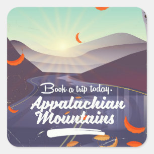 Appalachian Mountains vintage reisposter Vierkante Sticker