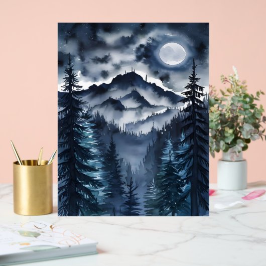 Appalachian Night Sky Waterverf Digitale Kunst Acryl Bord (Huwelijk)