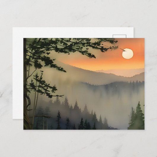 Appalachian Sunrise Waterverf Digital Art Briefkaart (Voorkant / Achterkant)